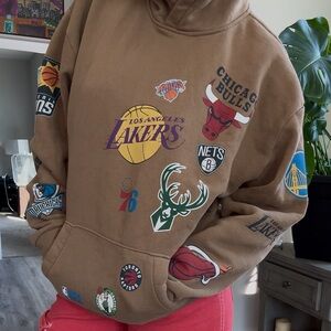 Hollister Brown Hoodie with NBA Logo